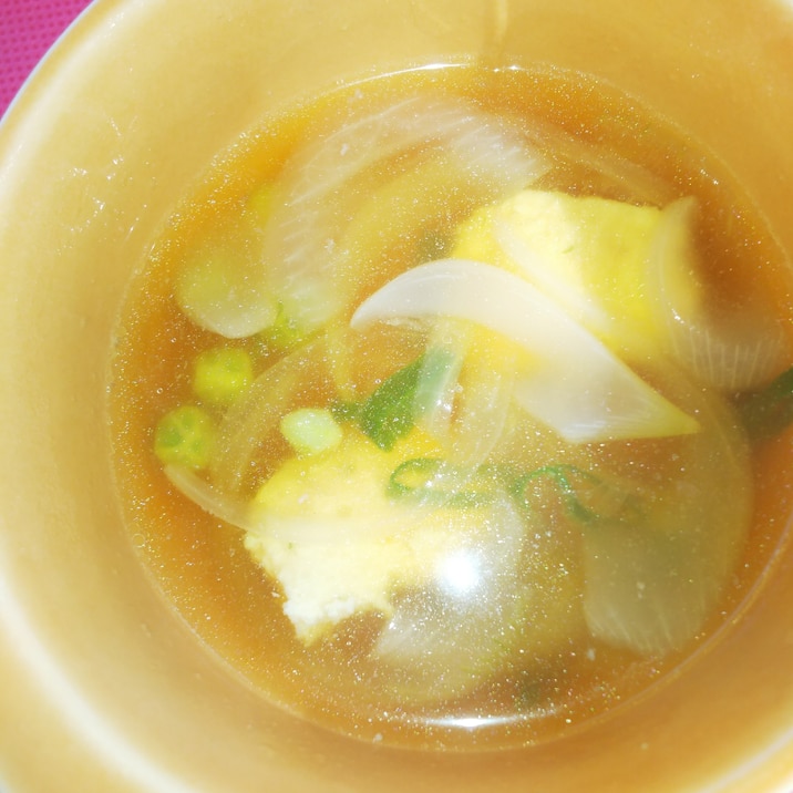 鶏つみれと新玉ねぎの簡単スープ